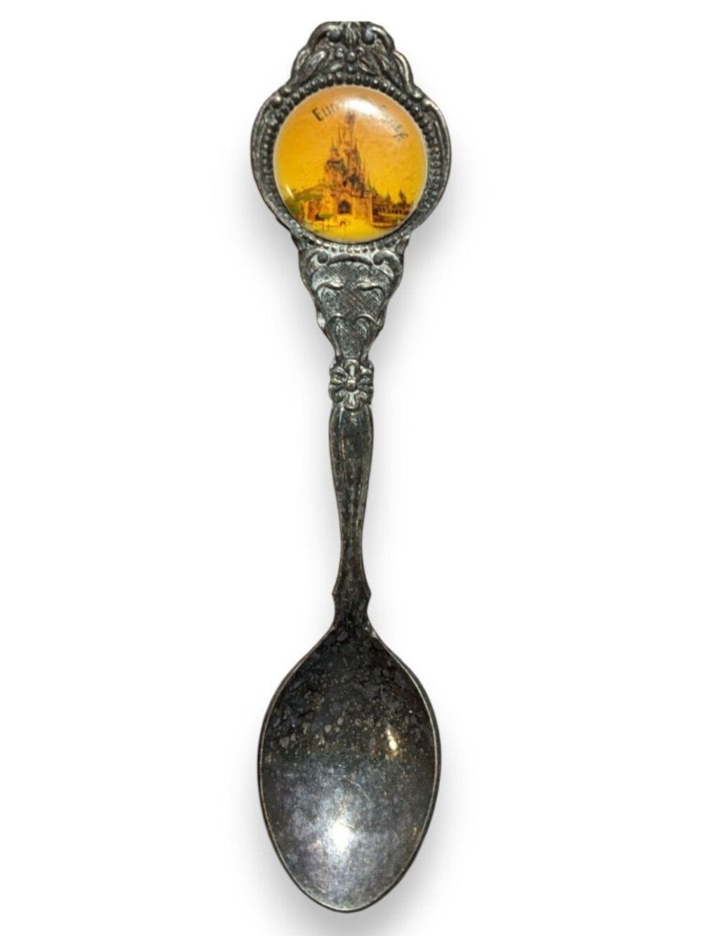 Vintage Souvenir Silver Plated EuroDisney Castle Spoon 4 1/2 Inch 1992